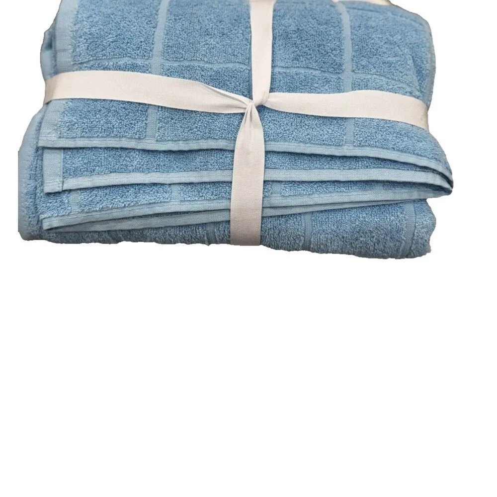 Home Expressions 6 Piece Bath Towel Set 100% Cotton Baltic Sky NEW